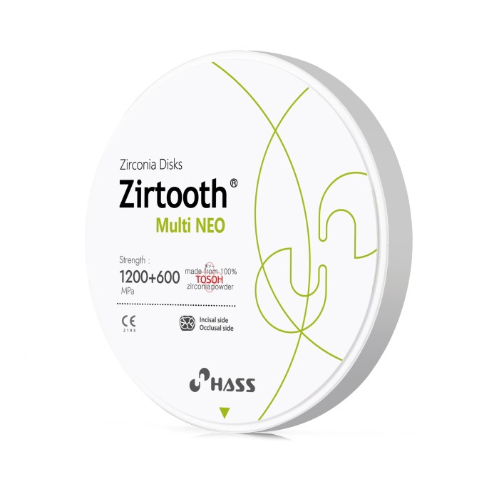 Zirtooth Multi Neo O-98CAD-CAM Materijali-DiskoviMultilayer - 1200~600MPa Indication: Anterior Crown, Posterior Crown, 3-Unit Bridge Dostupno u ø98 i Z-95…