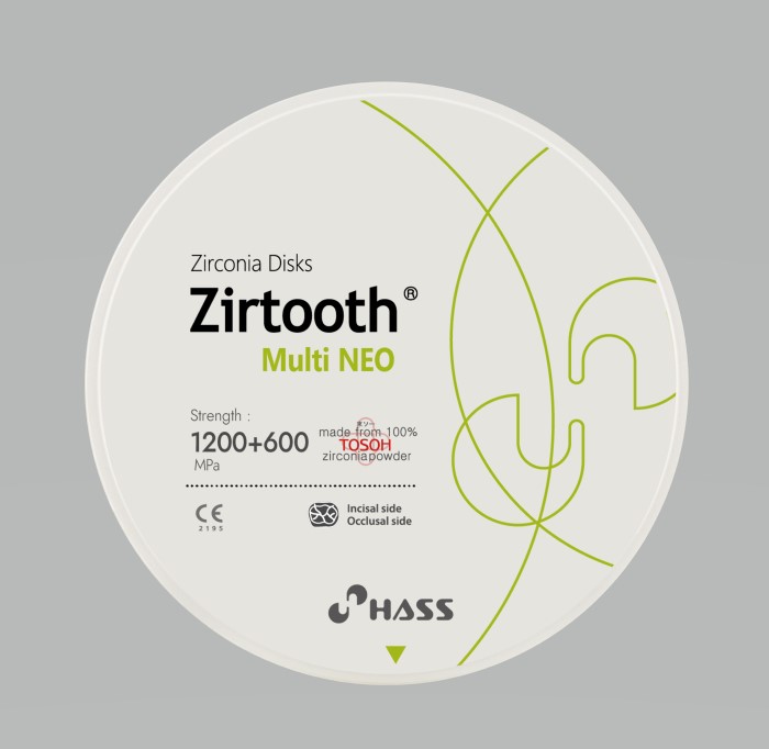 Zirtooth Multi Neo O-98CAD-CAM Materijali-DiskoviMultilayer - 1200~600MPa Indication: Anterior Crown, Posterior Crown, 3-Unit Bridge Dostupno u ø98 i Z-95…