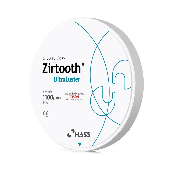 Zirtooth UltraLuster O-98CAD-CAM Materijali-DiskoviMonolayer - 1100MPa Indication: Anterior Crown, Posterior Crown, 3-Unit Bridge, Long-span Bridge Dostupno u ø98…