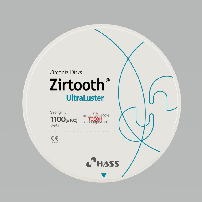 Zirtooth UltraLuster O-98CAD-CAM Materijali-DiskoviMonolayer - 1100MPa Indication: Anterior Crown, Posterior Crown, 3-Unit Bridge, Long-span Bridge Dostupno u ø98…